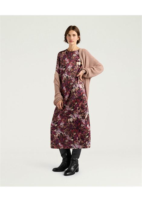 Vestito Diana in Raso Stretch di Seta Stampata  Multicolor Magenta, Elegante e Contemporaneo MOMONI | Vestiti | MODR0393044