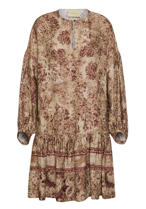 Vestito Amber in Viscosa Jacquard Stampata  Multicolor Vinaccia, Maniche Arricciate e Stile Iconico MOMONI | Vestiti | MODR0403449