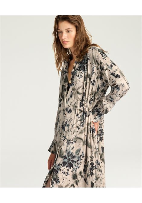 Vestito Natalie in Viscosa Jacquard Stampata  Multicolor Verde, Abito Chemisier Lungo Momonì MOMONI | Vestiti | MODR0417017