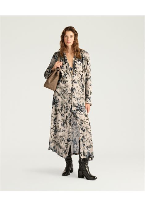 Vestito Natalie in Viscosa Jacquard Stampata  Multicolor Verde, Abito Chemisier Lungo Momonì MOMONI | Vestiti | MODR0417017