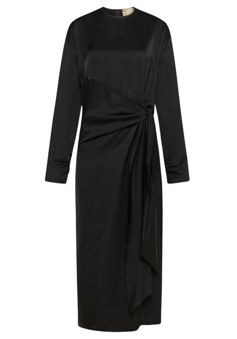 Vestito Lotus in Raso di Viscosa Stretch  Nero, Abito Tubino Drappeggiato Elegante MOMONI | Vestiti | MODR0440990