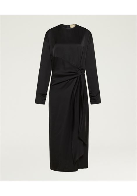 Vestito Lotus in Raso di Viscosa Stretch  Nero, Abito Tubino Drappeggiato Elegante MOMONI | Vestiti | MODR0440990