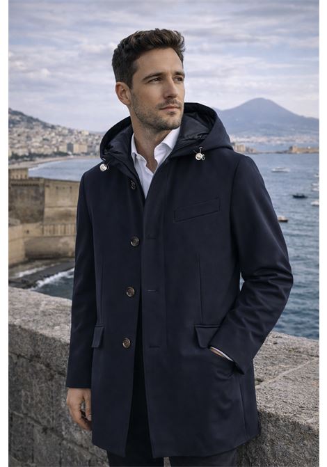 Cappotto Imbottito Montecore Dark Blu da Uomo  Eleganza Tecnica e Comfort Invernale MONTECORE | Cappotti | F09MUCX740-18589