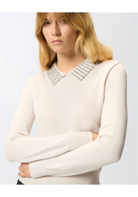 Maglia con colletto e strass PINKO | Maglieria | 105530-A2S4I23