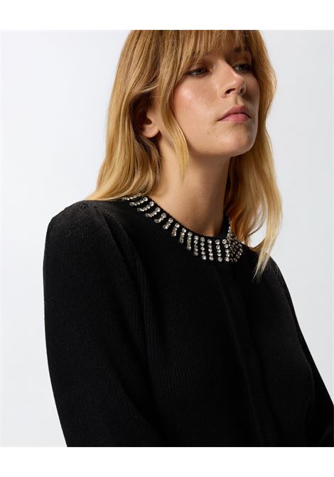 Cardigan girocollo con strass PINKO | Maglieria | 105686-A2S4Z99