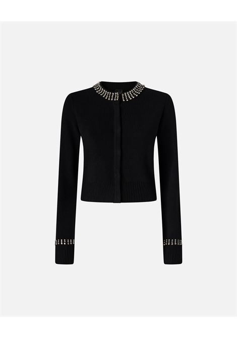 Cardigan girocollo con strass PINKO | Maglieria | 105686-A2S4Z99