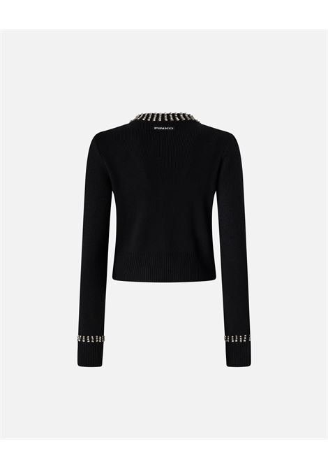 Cardigan girocollo con strass PINKO | Maglieria | 105686-A2S4Z99