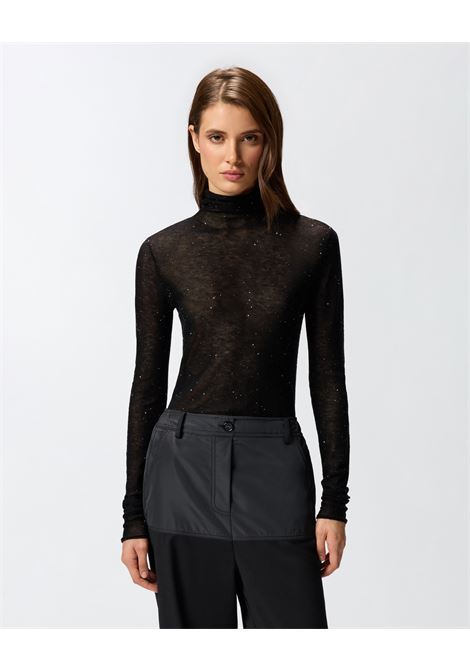 Fitted Turtleneck Sweater with Micro Sequins Black - Pinko PINKO |  | 105821-A2PMZ99