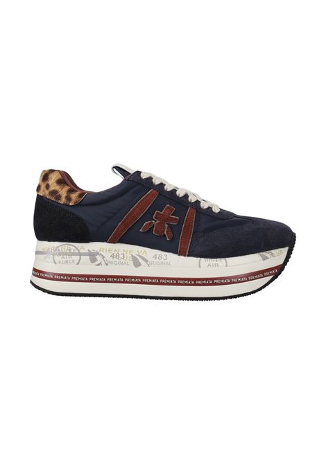 Premiata Beth 7743 Blue Sneakers  Platform with Leopard Detail and Red Logo PREMIATA |  | BETH7743