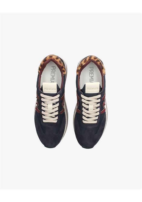 Premiata Beth 7743 Blue Sneakers  Platform with Leopard Detail and Red Logo PREMIATA |  | BETH7743