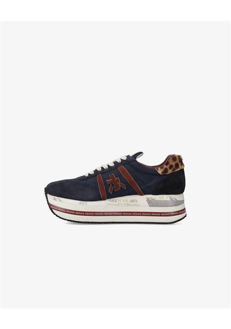 Premiata Beth 7743 Blue Sneakers  Platform with Leopard Detail and Red Logo PREMIATA |  | BETH7743