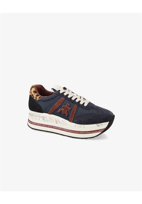 Premiata Beth 7743 Blue Sneakers  Platform with Leopard Detail and Red Logo PREMIATA |  | BETH7743