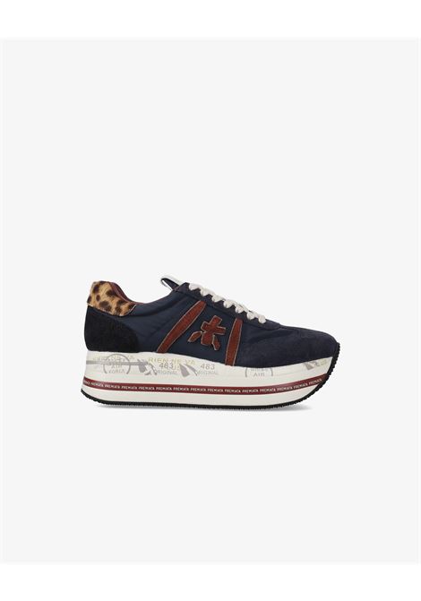 Premiata Beth 7743 Blue Sneakers  Platform with Leopard Detail and Red Logo PREMIATA |  | BETH7743