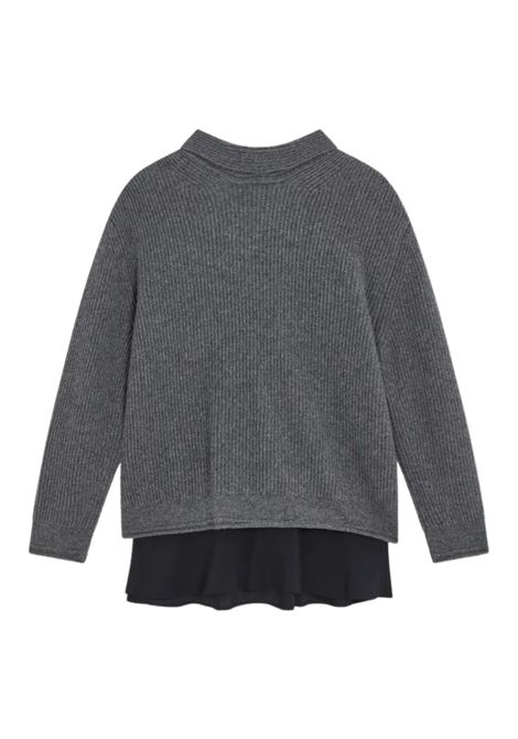 Maglia Jordan in Misto Lana con Dettaglio in Crêpe de Chine Semicoture SEMICOUTURE | Maglieria | Y5WG25X92-Y