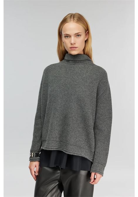 Maglia Jordan in Misto Lana con Dettaglio in Crêpe de Chine Semicoture SEMICOUTURE | Maglieria | Y5WG25X92-Y