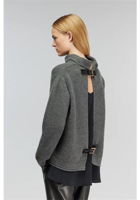 Maglia Jordan in Misto Lana con Dettaglio in Crêpe de Chine Semicoture SEMICOUTURE | Maglieria | Y5WG25X92-Y