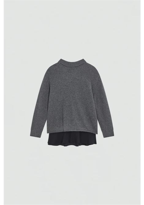 Maglia Jordan in Misto Lana con Dettaglio in Crêpe de Chine Semicoture SEMICOUTURE | Maglieria | Y5WG25X92-Y