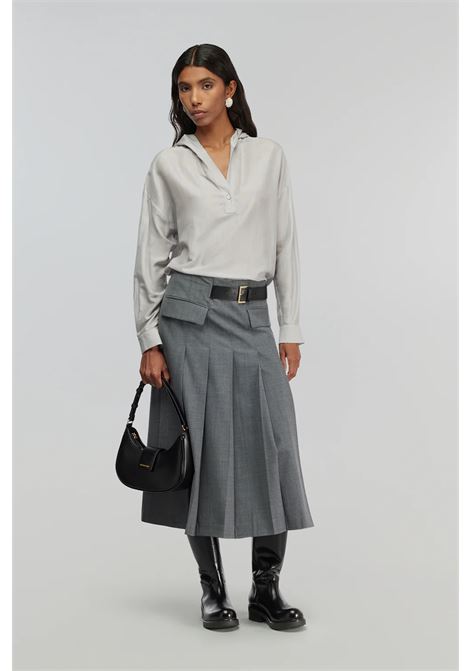 Gonna Tracy in Fresco di Lana con Pieghe e Cintura Semicoture SEMICOUTURE | Gonne | Y5WI22X92-0