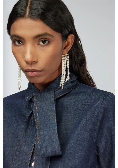 Semicoture Giulietta Cotton Denim Shirt with Bow Detail SEMICOUTURE |  | Y5WY18JNS14