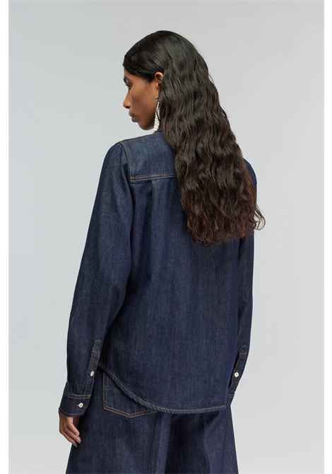 Semicoture Giulietta Cotton Denim Shirt with Bow Detail SEMICOUTURE |  | Y5WY18JNS14