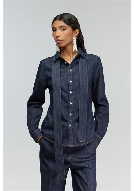 Semicoture Giulietta Cotton Denim Shirt with Bow Detail SEMICOUTURE |  | Y5WY18JNS14