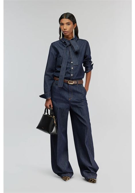 Semicoture Giulietta Cotton Denim Shirt with Bow Detail SEMICOUTURE |  | Y5WY18JNS14