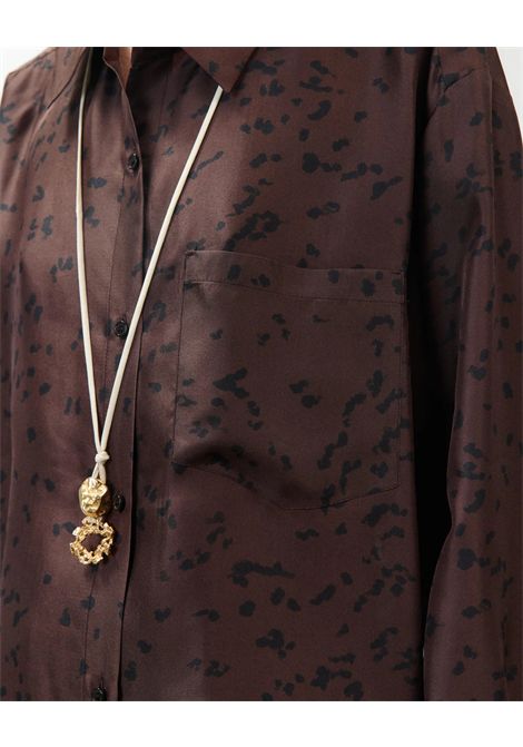 ALYSI Women's Printed Silk Long Shirt Dress ALYSI |  | 166308CACAO