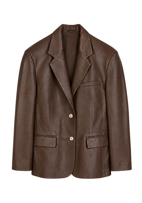 ALYSI Women's Leather Single-Breasted Blazer Coffee ALYSI |  | 266801CAFFE