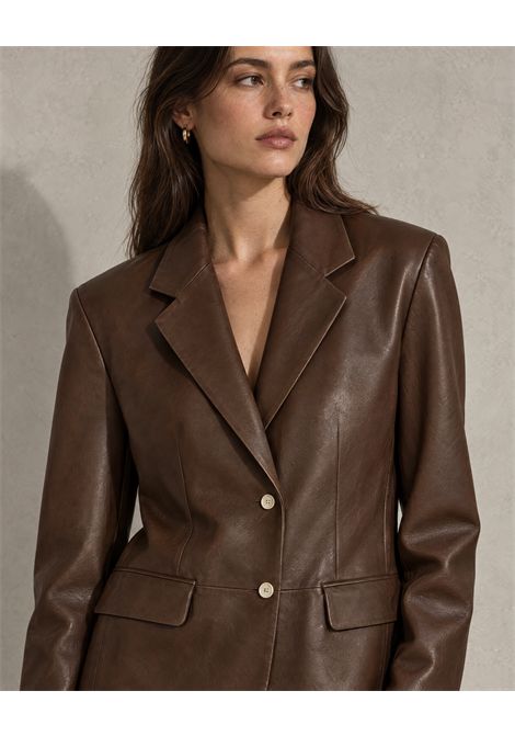 ALYSI Women's Leather Single-Breasted Blazer Coffee ALYSI |  | 266801CAFFE