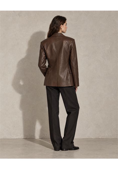 ALYSI Women's Leather Single-Breasted Blazer Coffee ALYSI |  | 266801CAFFE