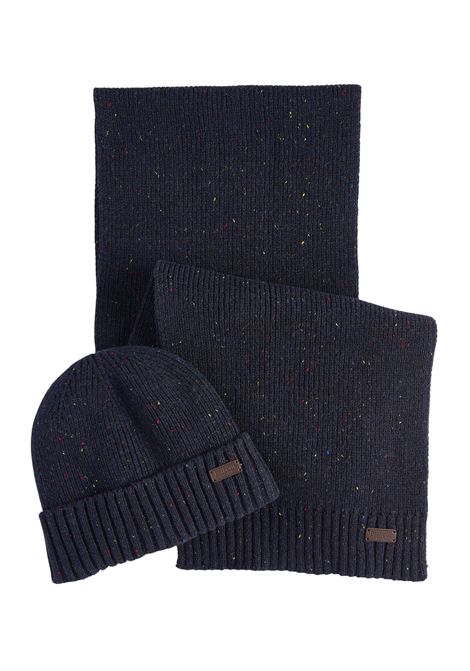 Barbour Set Regalo Berretto e Sciarpa Carlton Fleck in Lana Classic Navy Uomo BARBOUR | Gift set | MGS0047NY31