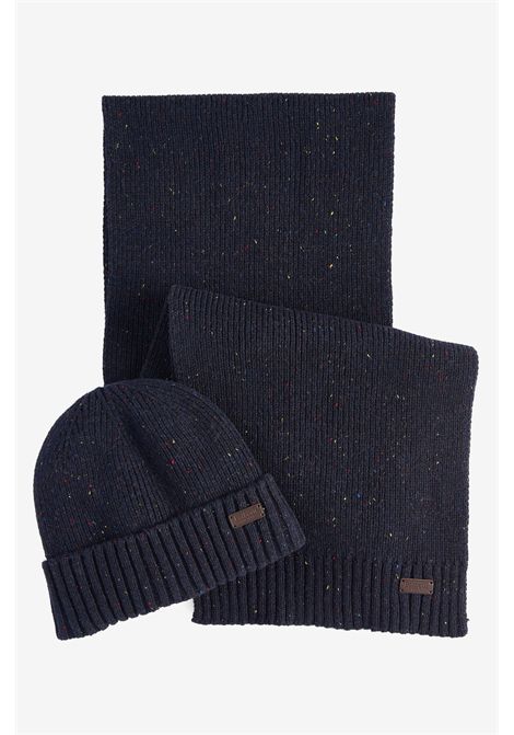 Barbour Set Regalo Berretto e Sciarpa Carlton Fleck in Lana Classic Navy Uomo BARBOUR | Gift set | MGS0047NY31