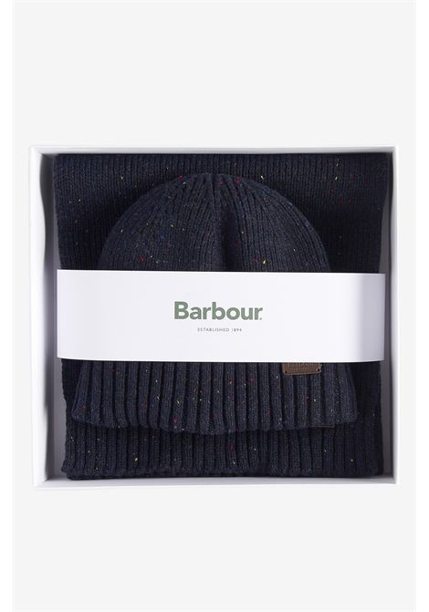 Barbour Set Regalo Berretto e Sciarpa Carlton Fleck in Lana Classic Navy Uomo BARBOUR | Gift set | MGS0047NY31