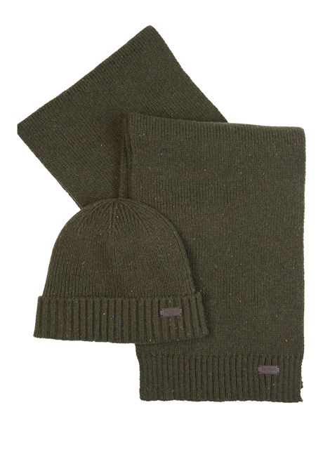 Barbour Set Regalo Berretto e Sciarpa Carlton Fleck in Lana Olive Uomo BARBOUR | Gift set | MGS0047OL31