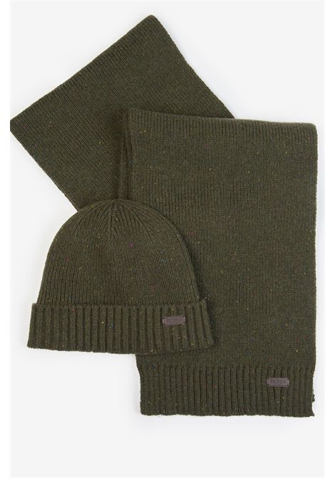Barbour Set Regalo Berretto e Sciarpa Carlton Fleck in Lana Olive Uomo BARBOUR | Gift set | MGS0047OL31