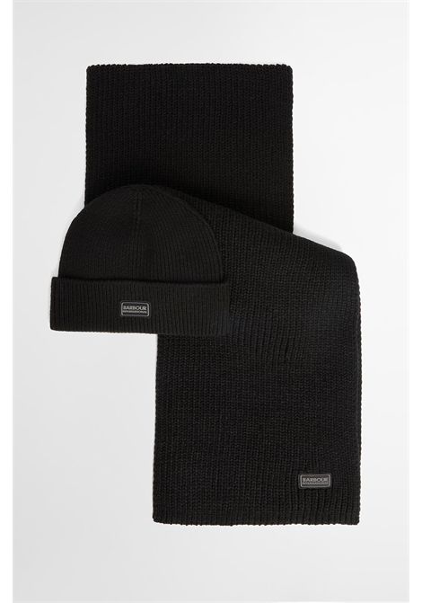 Barbour Set Regalo Berretto e Sciarpa B.Intl Sweeper Legacy in Acrilico Black Uomo BARBOUR | Gift set | MGS0072BK31