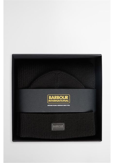 Barbour Set Regalo Berretto e Sciarpa B.Intl Sweeper Legacy in Acrilico Black Uomo BARBOUR | Gift set | MGS0072BK31