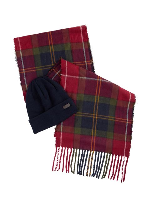 Barbour Set Regalo Berretto Swinton e Sciarpa Galingale in Acrilico Winterberry Tartan Uomo BARBOUR | Gift set | MGS0079TN69