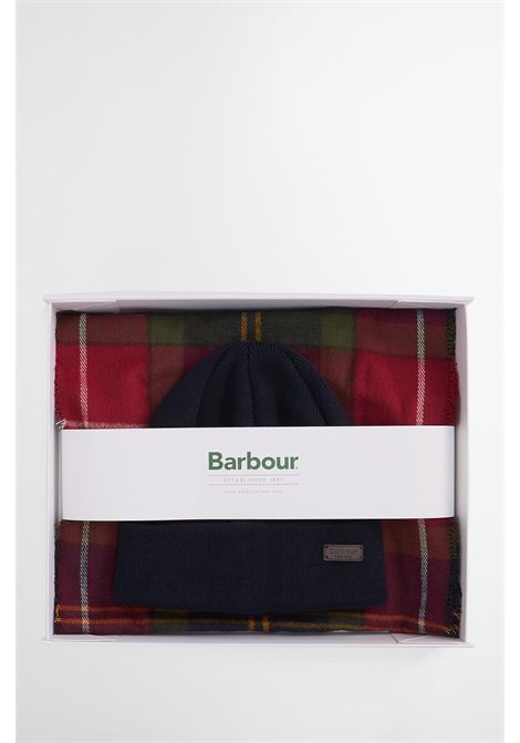 Barbour Set Regalo Berretto Swinton e Sciarpa Galingale in Acrilico Winterberry Tartan Uomo BARBOUR | Gift set | MGS0079TN69
