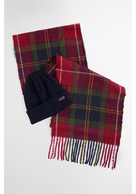Barbour Set Regalo Berretto Swinton e Sciarpa Galingale in Acrilico Winterberry Tartan Uomo BARBOUR | Gift set | MGS0079TN69