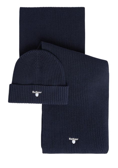 Barbour Set Regalo Berretto e Sciarpa Cascade in Misto Cotone Navy Uomo BARBOUR | Kit travel | MGS0107NY71