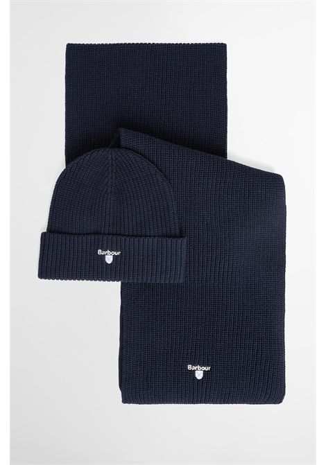 Barbour Set Regalo Berretto e Sciarpa Cascade in Misto Cotone Navy Uomo BARBOUR | Kit travel | MGS0107NY71