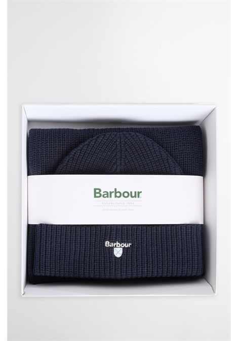Barbour Set Regalo Berretto e Sciarpa Cascade in Misto Cotone Navy Uomo BARBOUR | Kit travel | MGS0107NY71