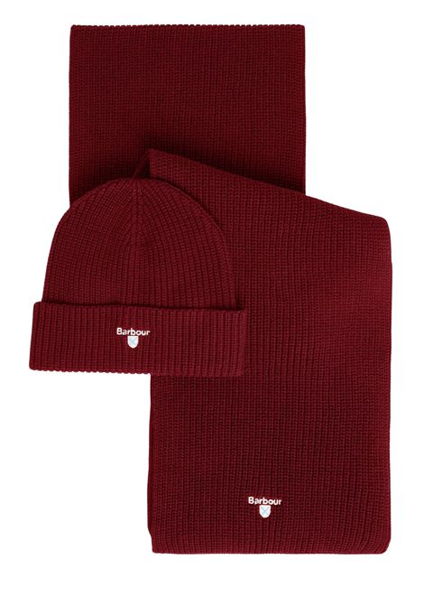 Barbour Set Regalo Berretto e Sciarpa Cascade in Misto Cotone Wine Uomo BARBOUR | Kit travel | MGS0107RE91