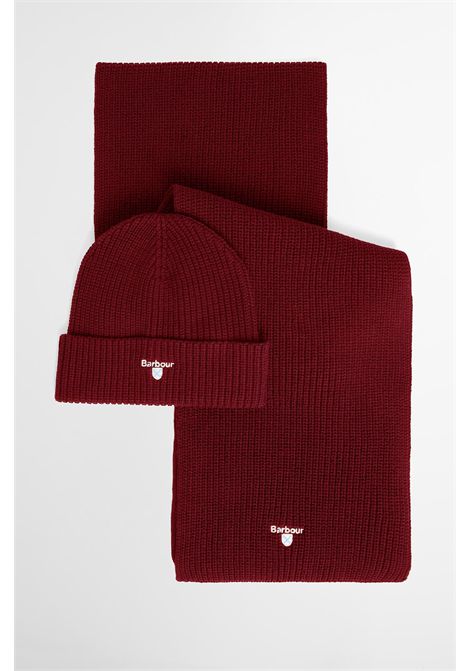 Barbour Set Regalo Berretto e Sciarpa Cascade in Misto Cotone Wine Uomo BARBOUR | Kit travel | MGS0107RE91
