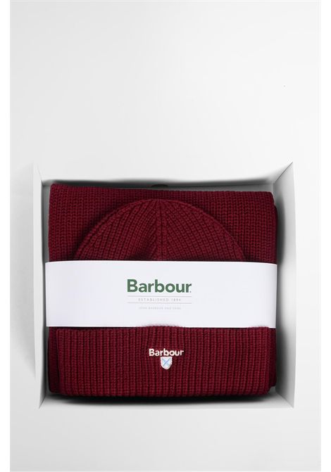 Barbour Set Regalo Berretto e Sciarpa Cascade in Misto Cotone Wine Uomo BARBOUR | Kit travel | MGS0107RE91