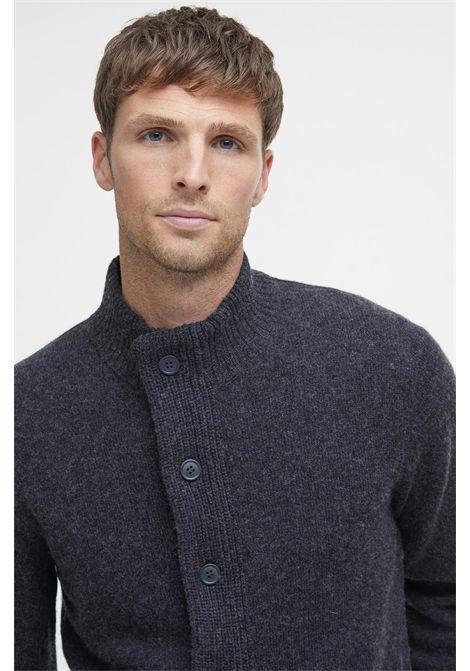 Barbour Maglione con Zip Patch in Lana d'Agnello Charcoal Marl Uomo BARBOUR | MAGLIERIA | MKN0731CH51