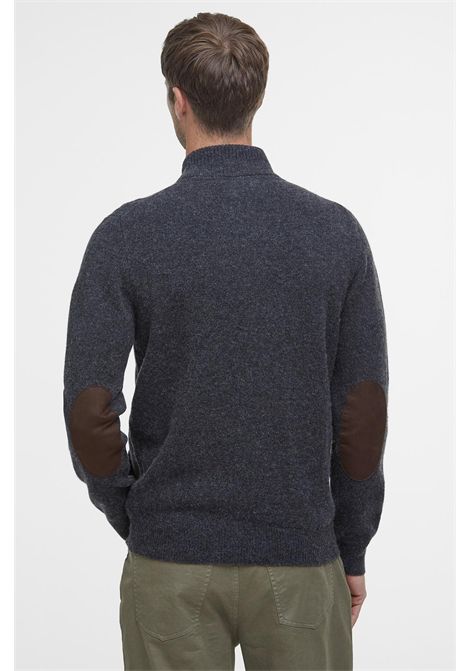 Barbour Maglione con Zip Patch in Lana d'Agnello Charcoal Marl Uomo BARBOUR | MAGLIERIA | MKN0731CH51