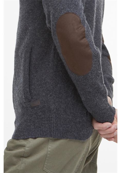Barbour Maglione con Zip Patch in Lana d'Agnello Charcoal Marl Uomo BARBOUR | MAGLIERIA | MKN0731CH51