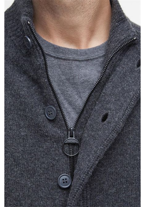 Barbour Maglione con Zip Patch in Lana d'Agnello Charcoal Marl Uomo BARBOUR | MAGLIERIA | MKN0731CH51